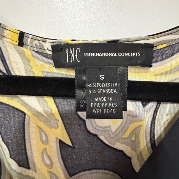 INC International Concepts Black and Yellow Asymmetrical Sundress size S - Picture 5 of 10